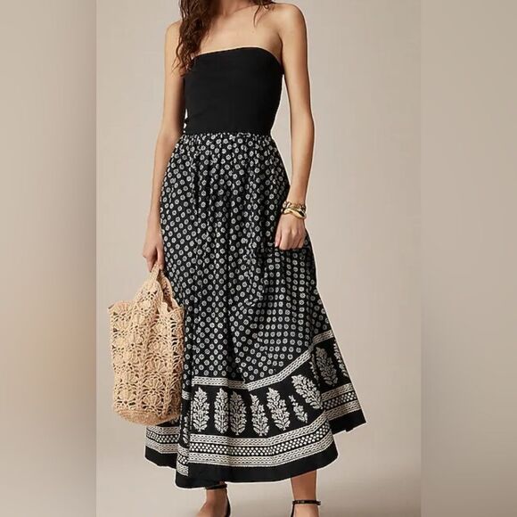 J.Crew Strapless mixy dress in block print NWT Size L - Picture 2 of 10